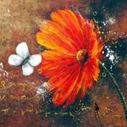 Peinture moderne marguerite orange