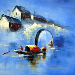 Peinture pont rivière