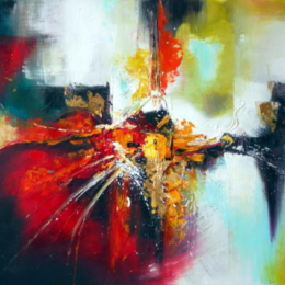 Peinture abstraite rouge jaune noire