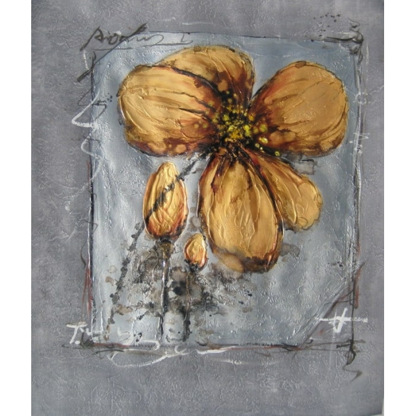 Tableau gris peinture abstraite fleur marron HS3856 1340091520
