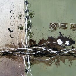 Peinture abstraite kaki marron