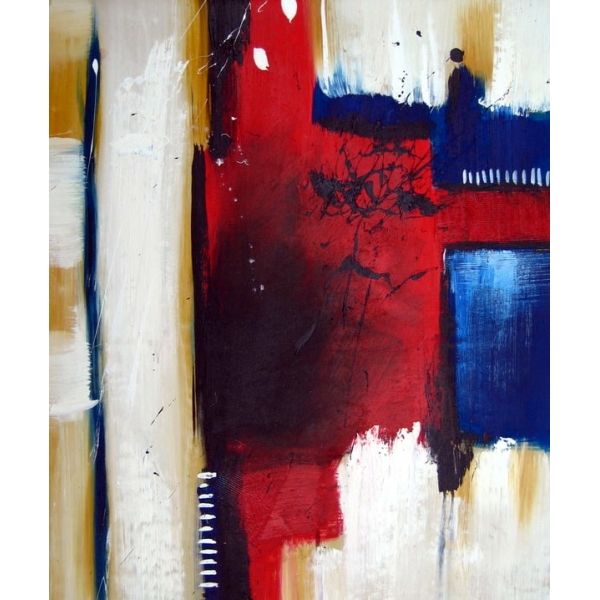 Peinture abstraite beige rouge bleu HS3903 1340375900