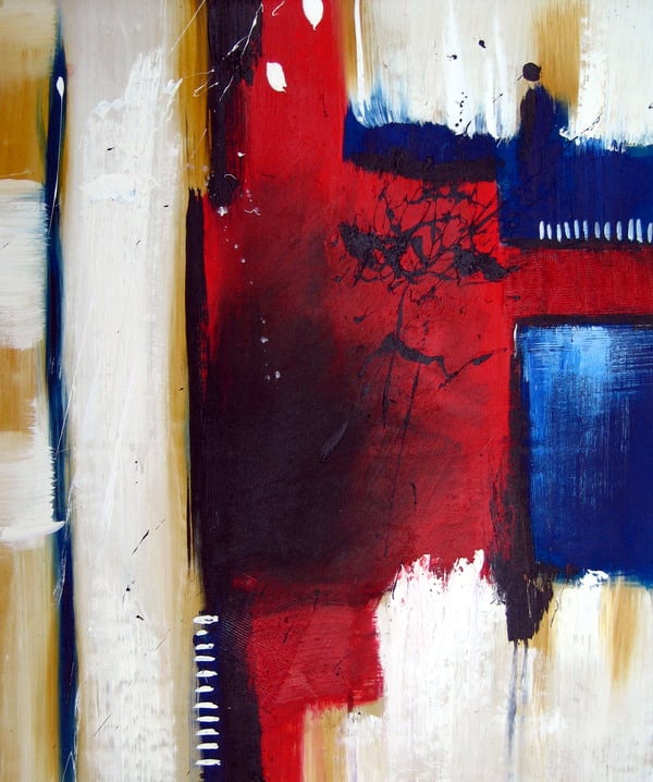 Peinture abstraite beige rouge bleu Peinture abstraite beige rouge bleu