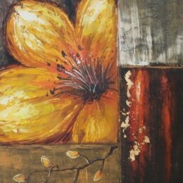 Toile abstraite fleur jaune