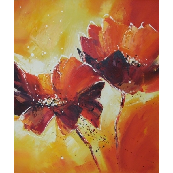 Tableau orange peinture de fleurs modernes HS3957 1340091624