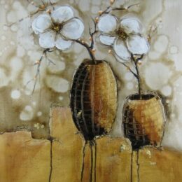 Peinture abstraite de fleurs blanches