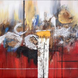 Tableau abstrait rouge bleu