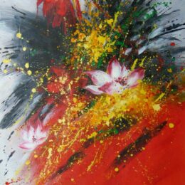 Peinture abstraite de fleurs rouges