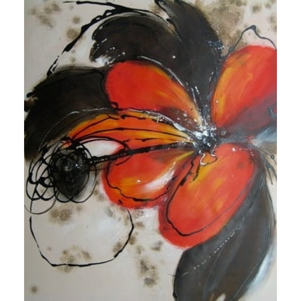 Peinture abstraite fleur orange HS4208 1340092599