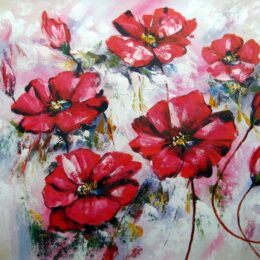 Peinture de fleurs roses rouges