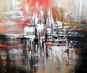 Tableau abstrait saumon blanc noir Tableau abstrait saumon blanc noir