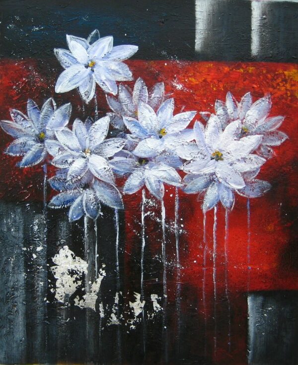 Peinture de fleurs abstraite blanche HS4320 1340619064