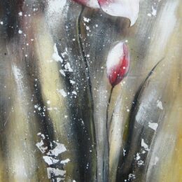 Tableau peinture fleur rose