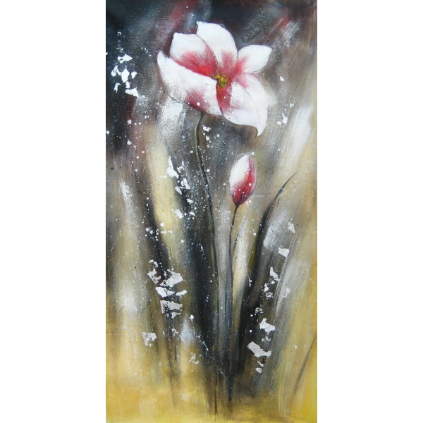 Tableau peinture fleur rose HS4338 1340630055