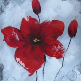 Peinture sur toile fleur rouge