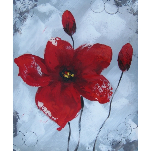 Peinture sur toile fleur rouge HS4376 1340618982