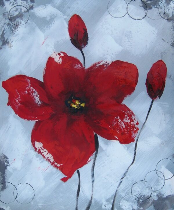 Peinture sur toile fleur rouge HS4376 1340618982