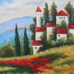 Peinture petit village provencal