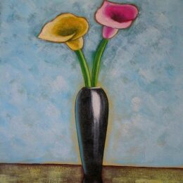 Peinture lys rose et jaune