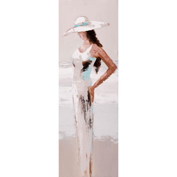 Peinture femme en blanc en bord de plage LKL130232 1353409980 1