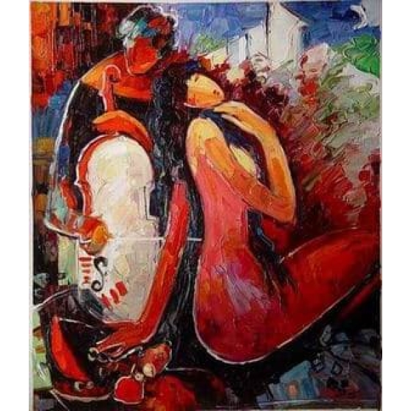 Peinture abstraite couple de violonistes Musn0090 1340971126
