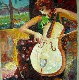 Peinture musique violoncelliste