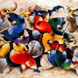 Tableau abstrait musique groupe musiciens