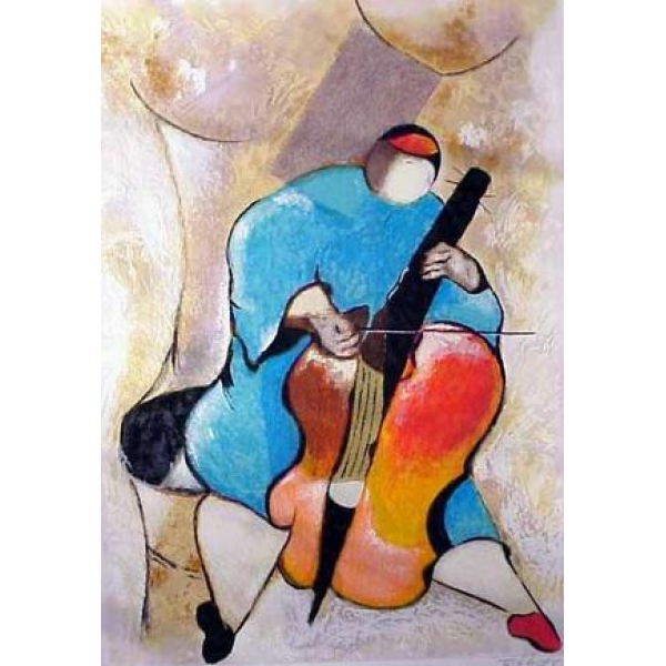Peinture musique abstrait violonceliste PST0260 1394029366