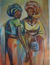 Peinture deux femmes africaines