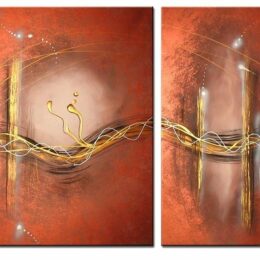 Diptyque abstrait saumon