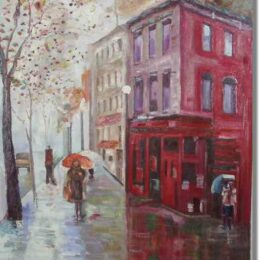 Tableau city Londres sous la pluie