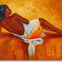 Peinture femme africaine allongée