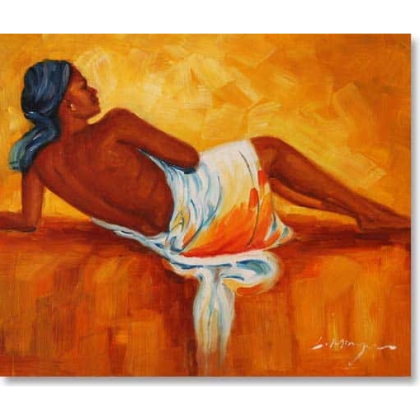 Peinture femme africaine allongée PST1109 1392195923