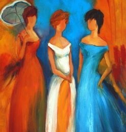 Tableau moderne femmes ombrelle