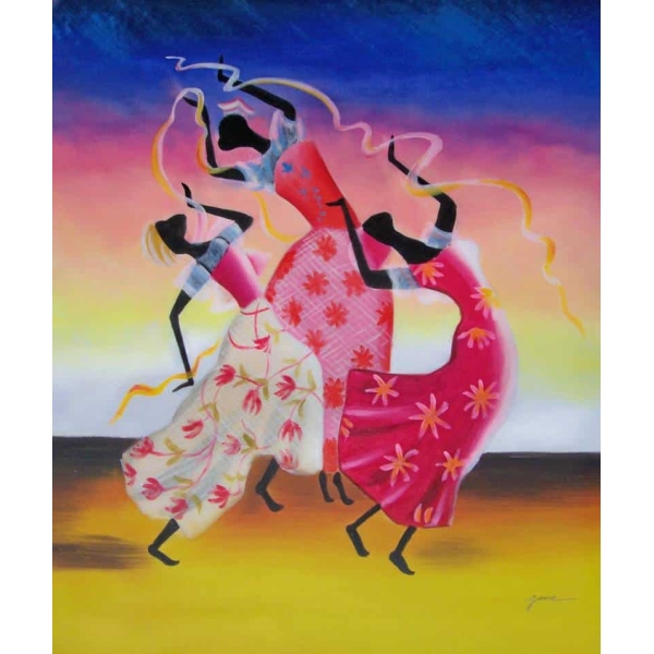 Peinture femmes africaines tenues danse PST1477 1392193279