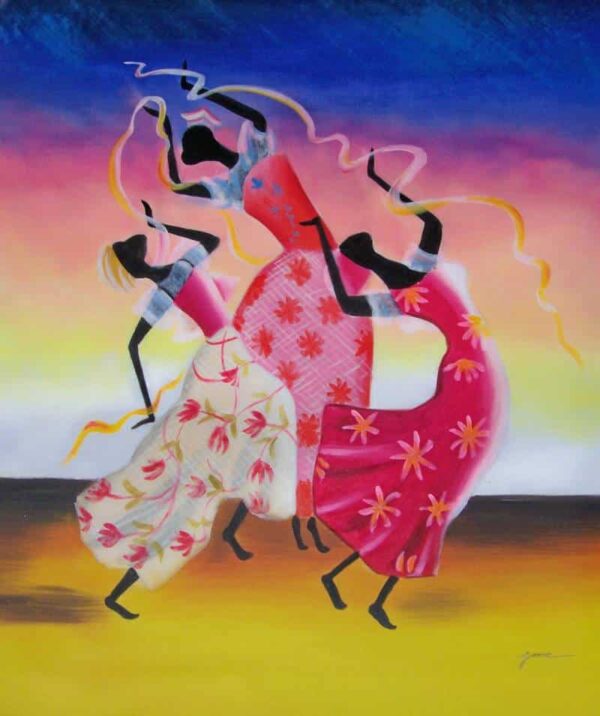 Peinture femmes africaines tenues danse PST1477 1392193279