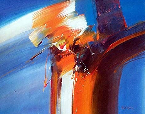 Peinture abstraite orange bleu Peinture abstraite orange bleu