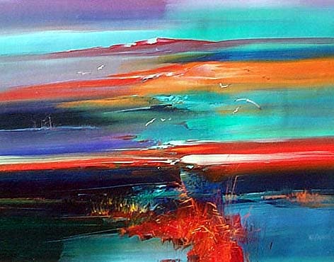 Peinture abstraite bleu azur rouge et noir Peinture abstraite bleu azur rouge et noir