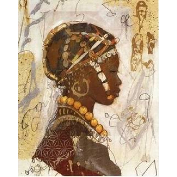 Peinture africaine de profil PST2004 1392193371