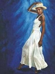 Peinture bleu femme africaine