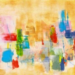 Tableau abstrait jaune et bleu