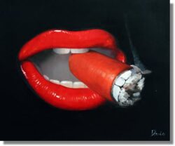 Toile pop art noire bouche rouge au cigare PST2565 1396613346
