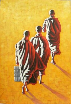 Peinture 3 moines bouddhistes PST3004 1400830187