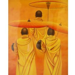 Peinture moines bouddhistes ombrelles PST3203 1400830845