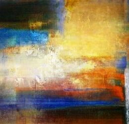 Tableau de peinture abstraite jaune et bleu