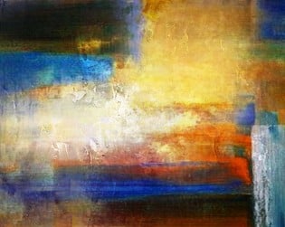 Tableau de peinture abstraite jaune et bleu Tableau de peinture abstraite jaune et bleu