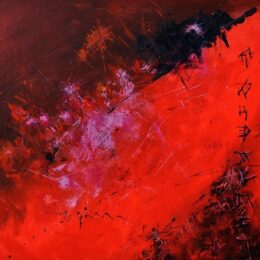 Tableau abstrait rouge peinture huile