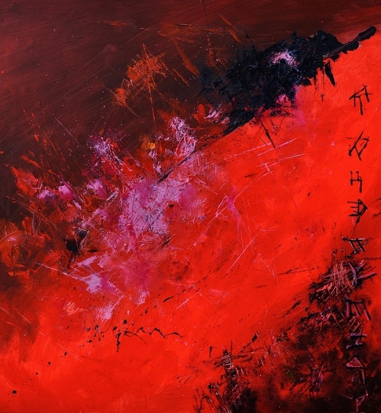 Tableau abstrait rouge peinture huile Tableau abstrait rouge peinture huile