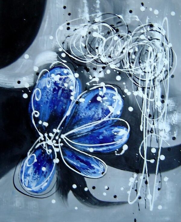 Tableau moderne abstrait fleur bleue PST4217 1397720938