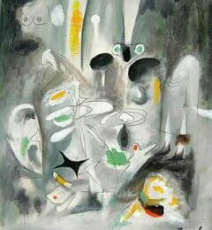 Toile art abstrait gris vert
